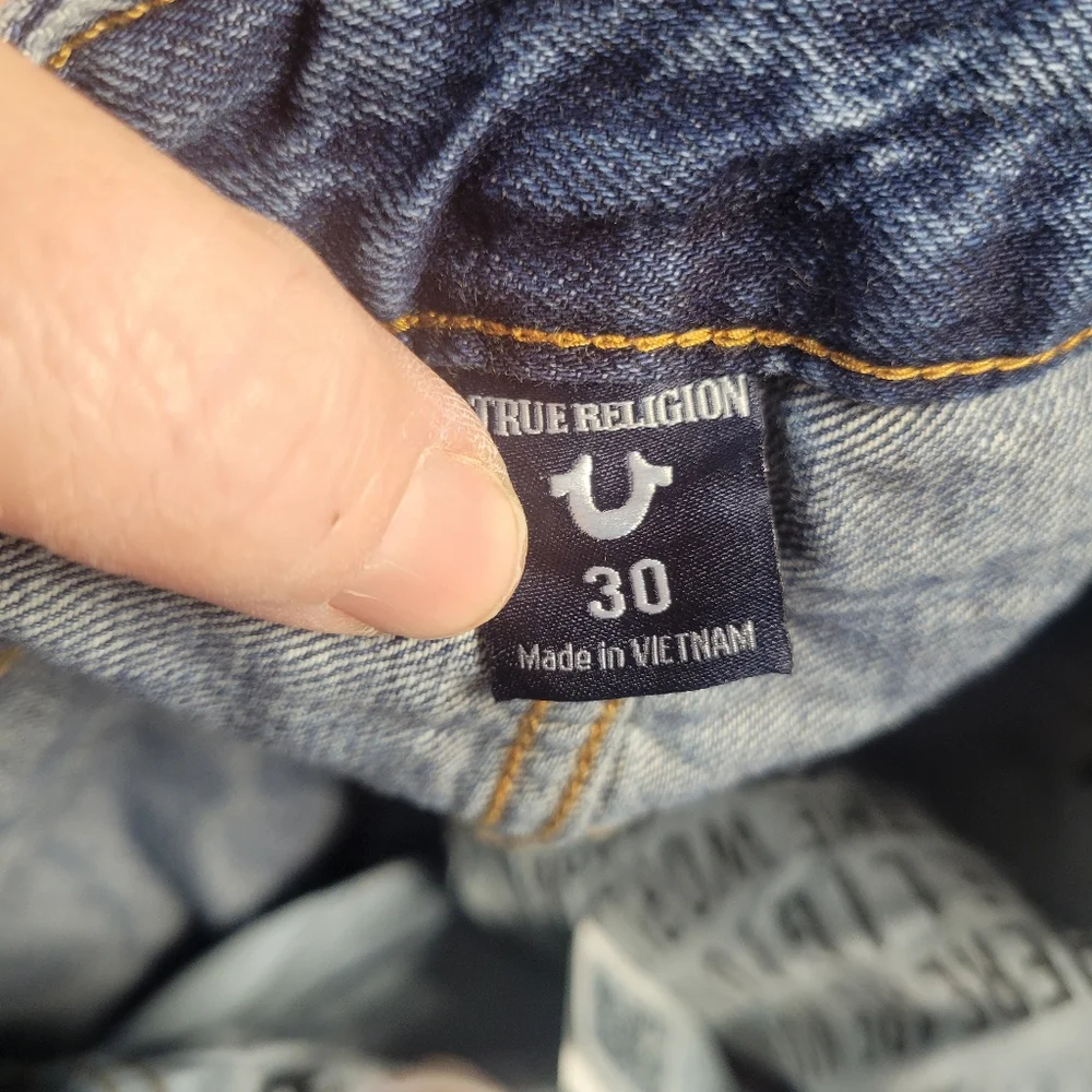 True Religion Denim Blue‎ Frayed Hem Skirt Button Fly Size 30